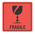 FRAGILE Printed Label Black on Orange 99mm x 99mm  500 Labels Per Roll, Great for Transportation or Shipping